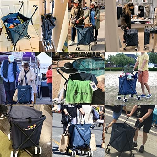 Transit -The Original Patented Folding Shopping and Utility Cart, Water-Resistant Heavy-Duty Canvas with Cover, Double Front Swivel Wheels