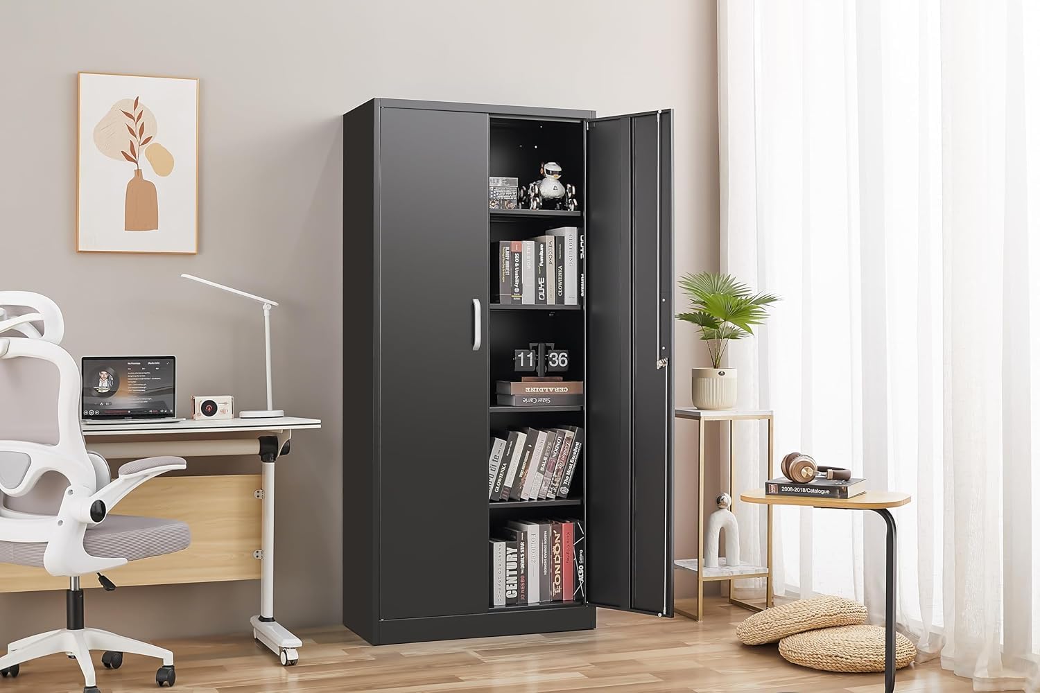 Guizeeopo 3 Drawer File Cabinet with Lock, File Cabinets for Home Office,Under Desk Cabinet, Locking File Cabinet for A4/Letter/Legal, Fully Assembled Expect Casters, Matte White