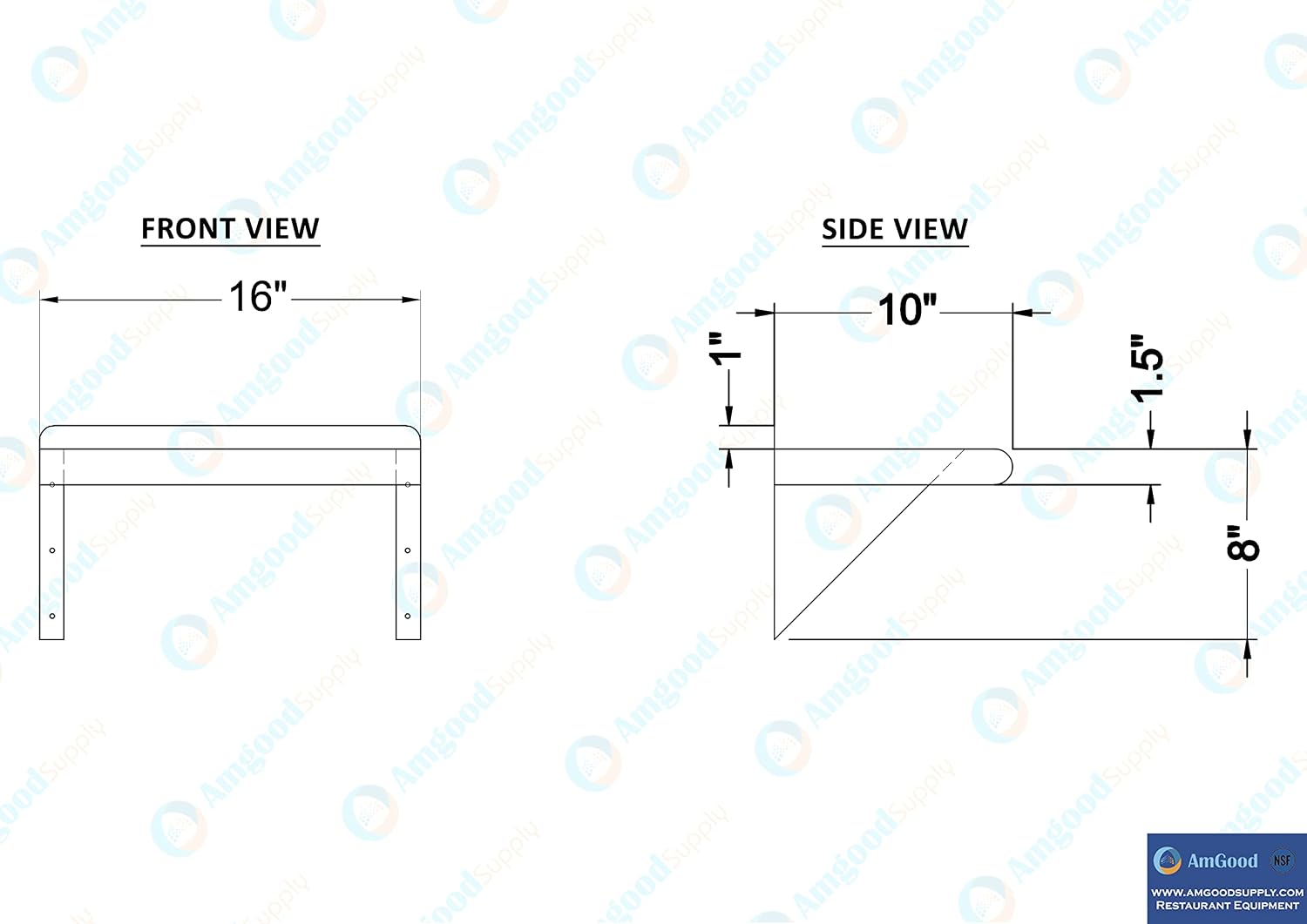 AmGood 24" Long X 18" Deep Stainless Steel Wall Shelf | NSF Certified | Appliance & Equipment Metal Shelving | Kitchen, Restaurant, Garage, Laundry, Utility Room