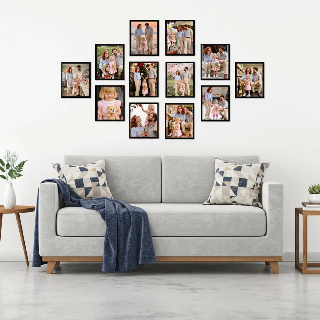 Giftgarden Black 8x10 Picture Frame Bulk, Multi 8 x 10 Photo Frames Set for Wall Hanging or Tabletop, 12 Pack