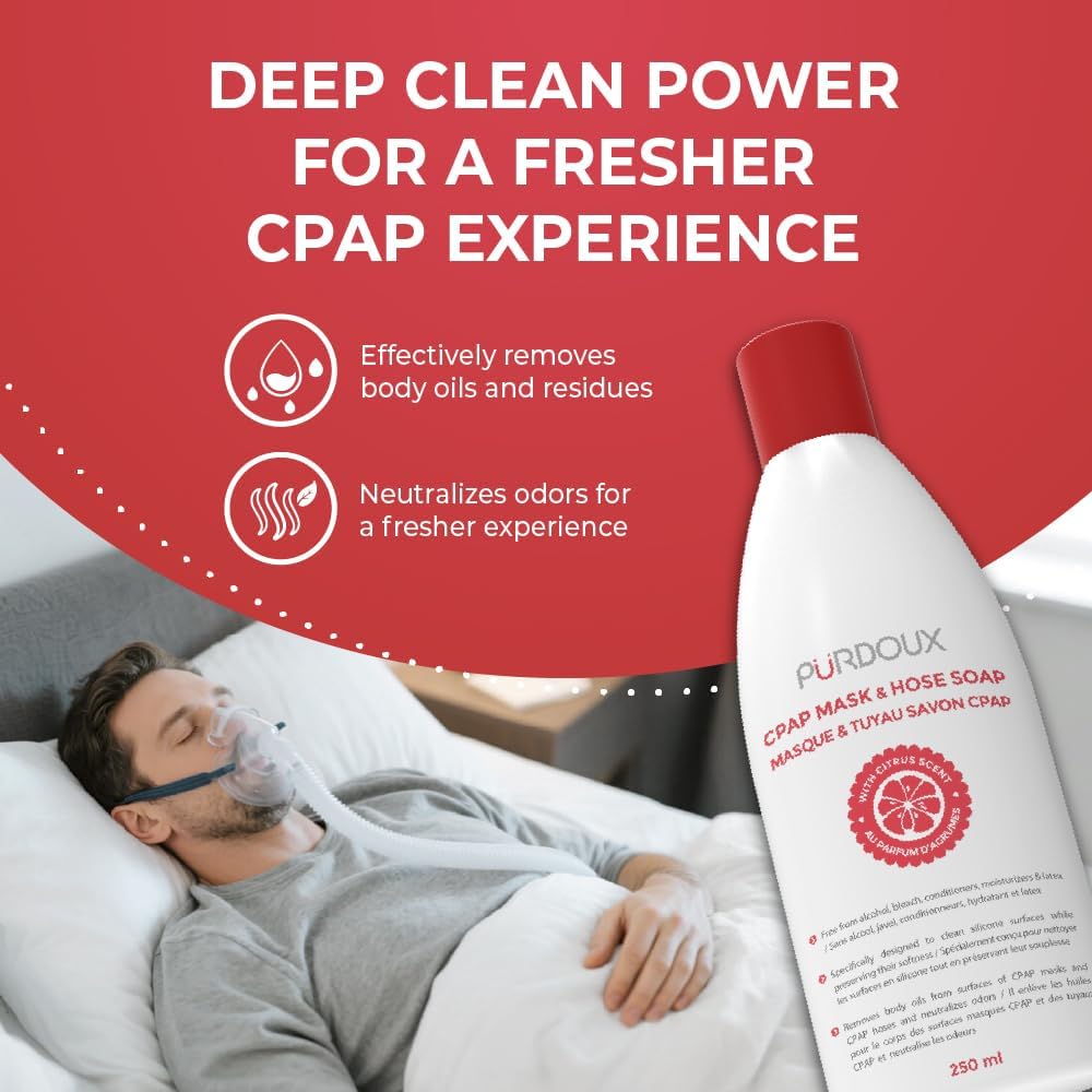 CPAP Mask & Hose Soap (Pack of 3 Bottles x 250mL) Green Tea Mint Scent | 8.4 fl oz, Alcohol Free, Silicone Safe, CPAP Hose Cleaner, Removes Dirt & Facial Oils, Gentle Cleaning, CPAP Supplies