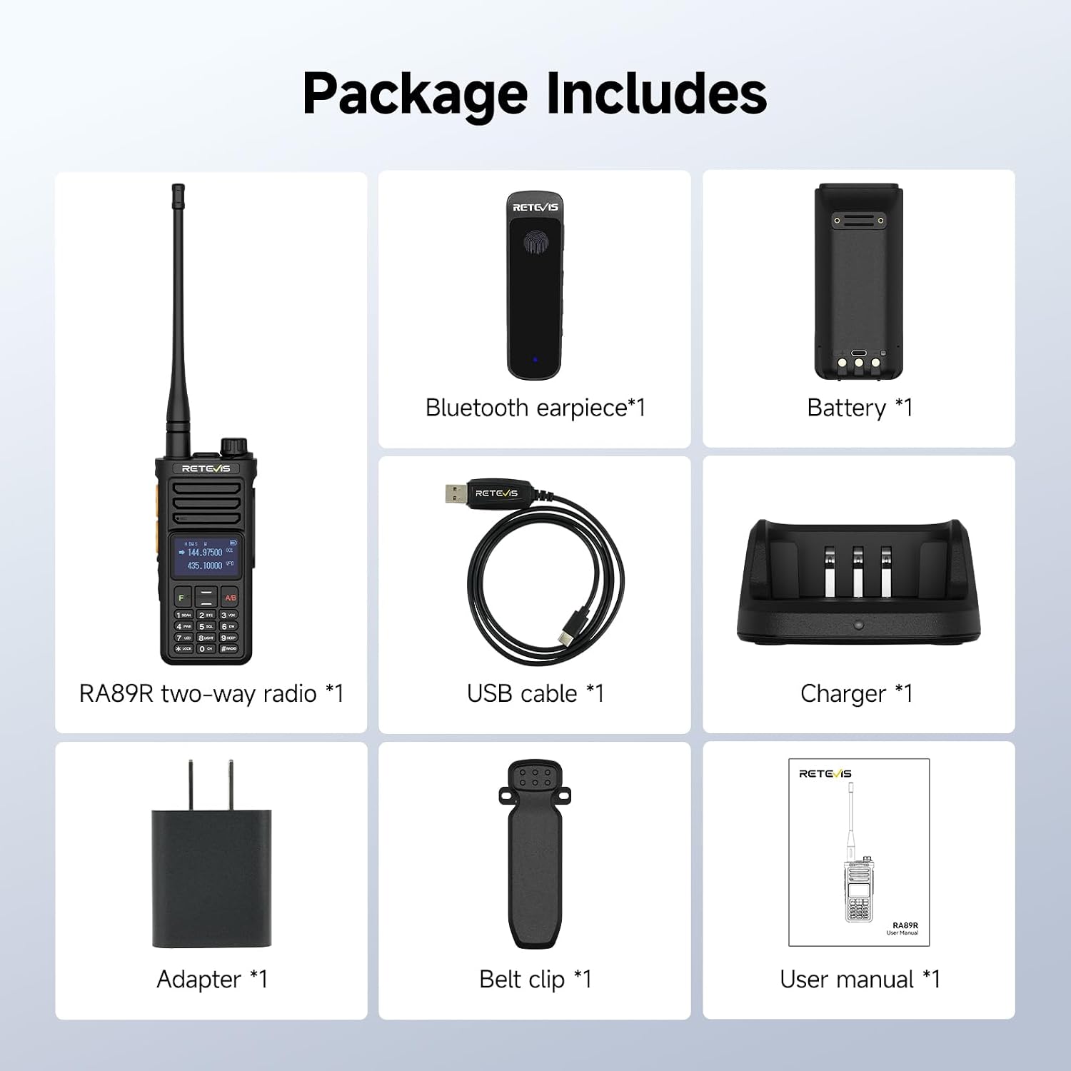 Retevis RA89R Ham Radio with Cross-Band Repeater, Long Range Radio | for Emergency, Survival, with APP Setting, Dual Band, High Power, IP54, Handheld, Long Range, 2800mAh USB-C Rechargeable