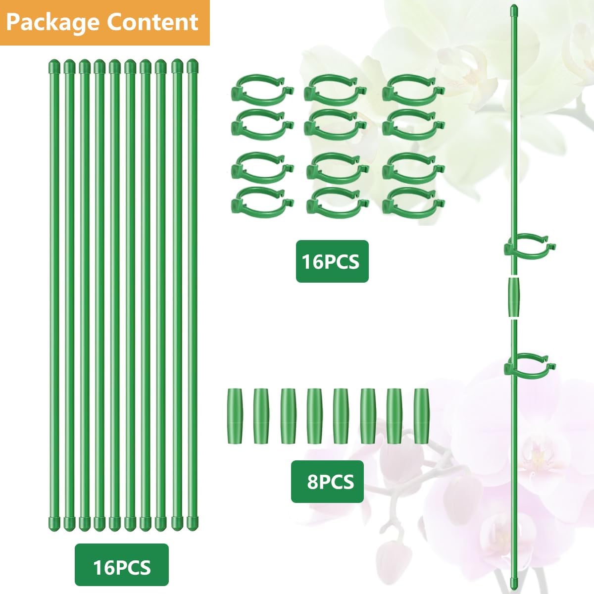 Belit 8 Pack Plant Supports for Small Plants, Garden Flowers Green Plant Support Ring, Planter Support Ring for Schlumbergera, Clivia, Succulents