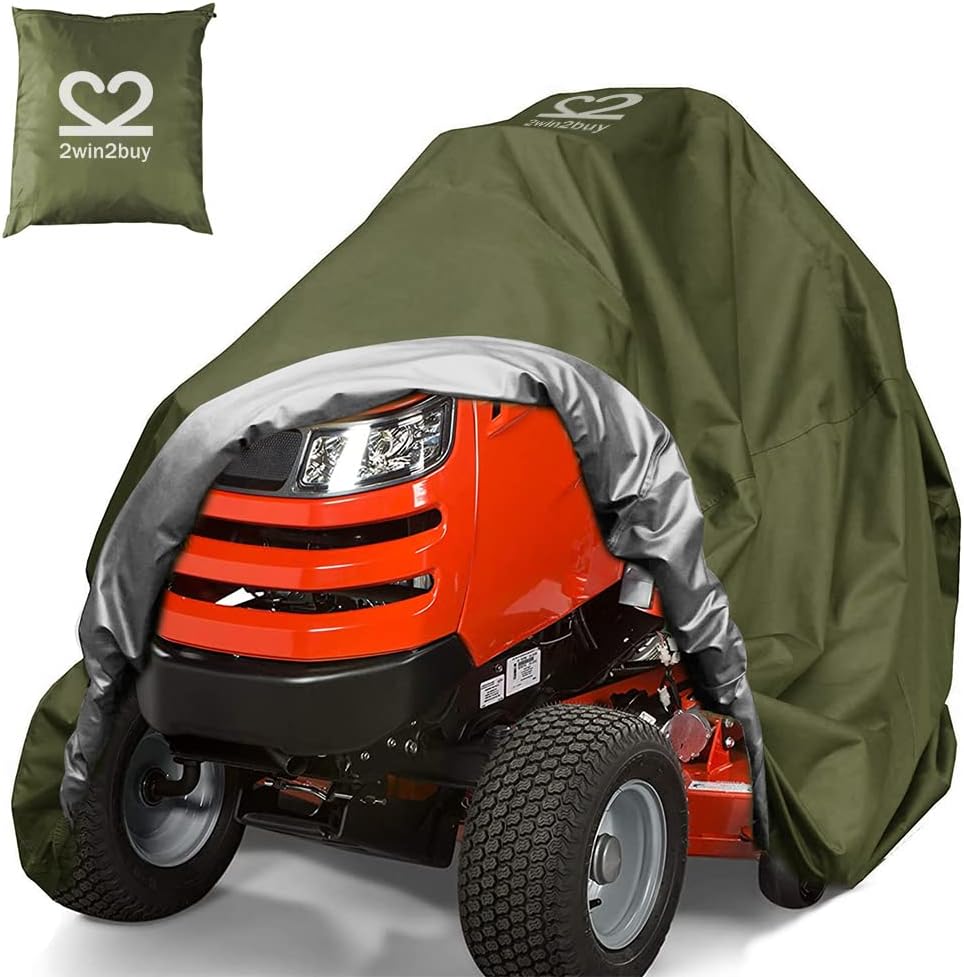 Riding Lawn Mower Cover 600D Lawnmower Covers Waterproof, up to 54" Decks | Universal Outdoor Lawn Tractor Cover Tarp All Weather Ride on Mower Covers, Heavy Duty 600D, Elastic Cord & Storage Bag