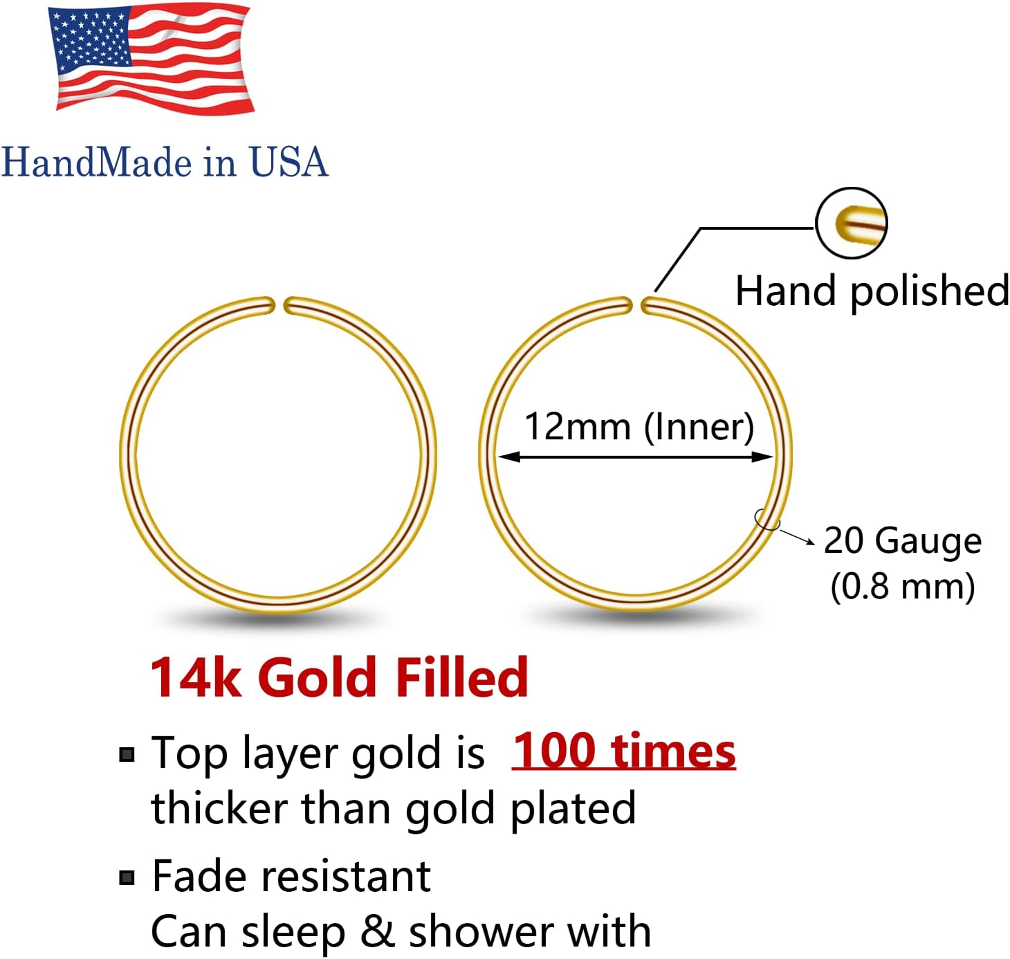 Small Gold or Sterling Silver Huggie Hoop Earrings for Women Cartilage Nose Helix Tragus