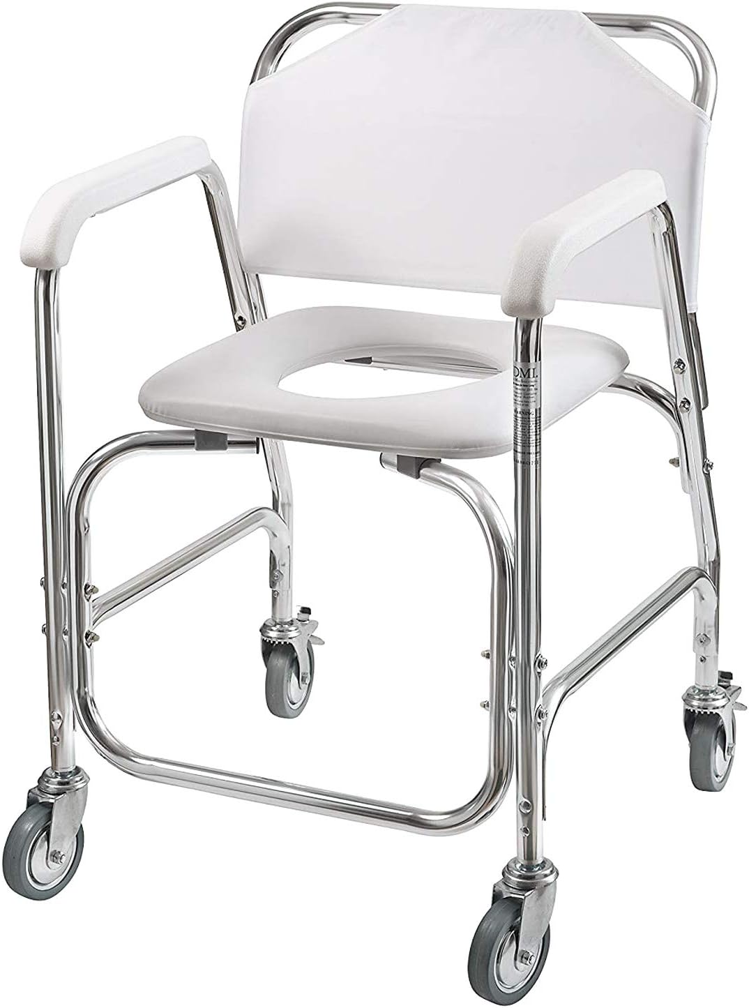 DMI Rolling Shower Chair, Commode, Transport Chair, FSA Eligible, Rolling Bathroom Wheelchair for Handicap, Elderly, Injured or Disabled
