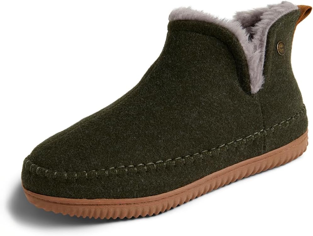 Dearfoams Men's Memory Foam Indoor House Slippers Brixen Ankle Boot House Shoes - Gifts for Men