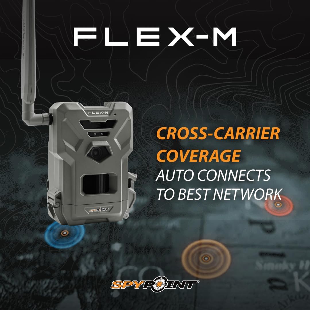 SPYPOINT Flex-M Twin Pack Cellular Trail Cameras - Best Hunting Accessories, No WiFi Needed, GPS, Night Vision, Dual-Sim LTE, IP65 Water-Resistant Game Camera, 28MP Photos, 720p Videos + Sound (2) | IP65 Water-Resistant Game, 720p Videos + Sound, 28MP Ph…