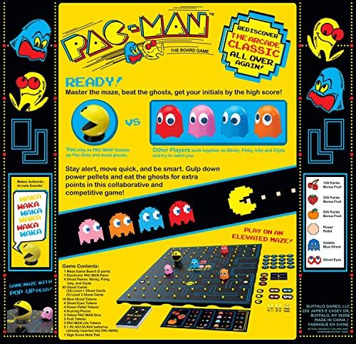 Buffalo Games - Pac-Man Game, 10 years + | Play as Pac-Man or Ghost, Built-In Retro Arcade Sounds, Electronic Pac-Man Pawn, 2 to 5 Players