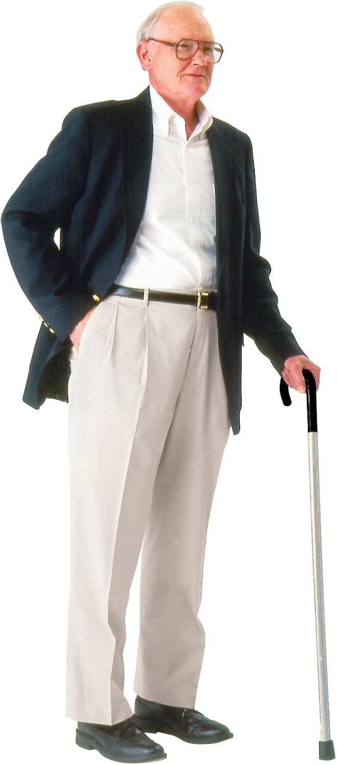 Carex Cane for Men - Men's Round Handle Silver Cane - Adjustable Walking Cane for Men
