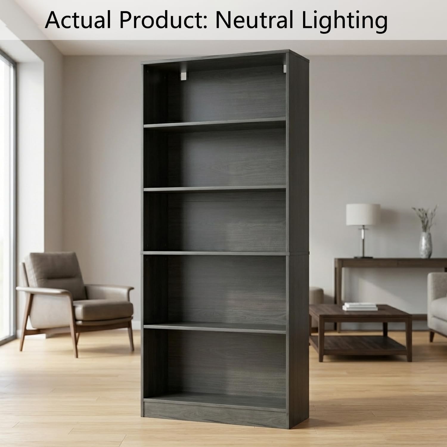 holzart 71" Tall Book Shelf, 5 Tier Large Bookshelf, Standing Wood Display Book Shelf for Living Room, Office, Library with Doors, 31.5" W x 70.87" H x 11.81" D, White