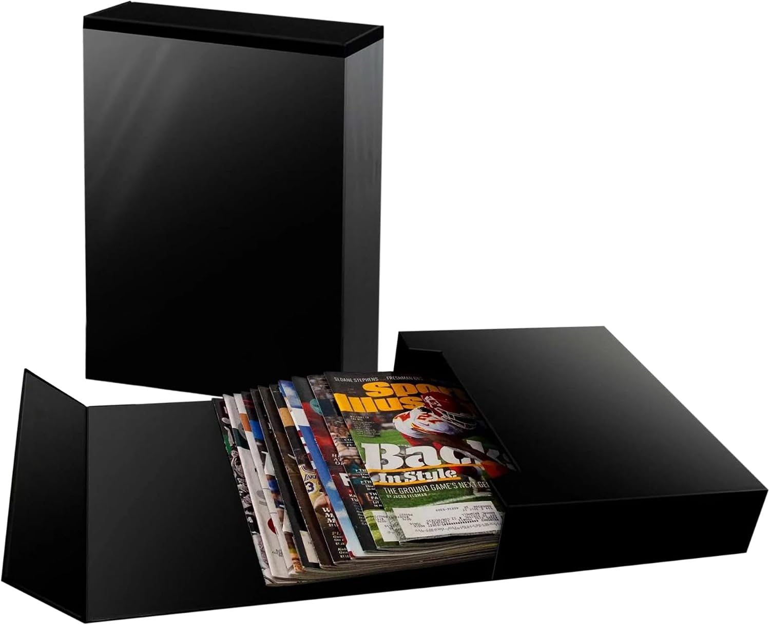 BCW Magazine File Holder - Black | Holds up to 20 Magazines | Magnetic Closure | Magazine Storage Box Holder | Magazine Box Ideal Organizer for