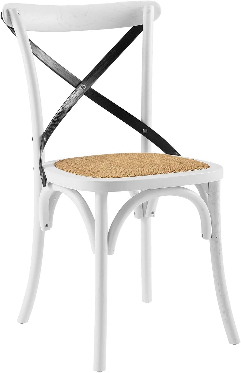 Modway Gear Rustic Modern Farmhouse Elm Wood Rattan Dining Chair in Gray