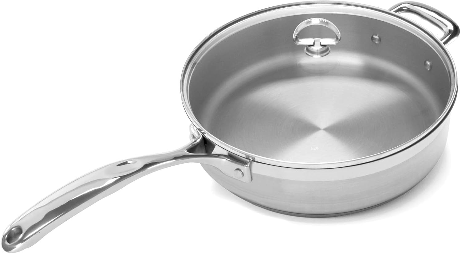 Chantal Induction 21 Steel 1 quart NonStick Saucepan with Tempered Glass Lid, Ceramic Non Stick, Brushed Stainless Steel