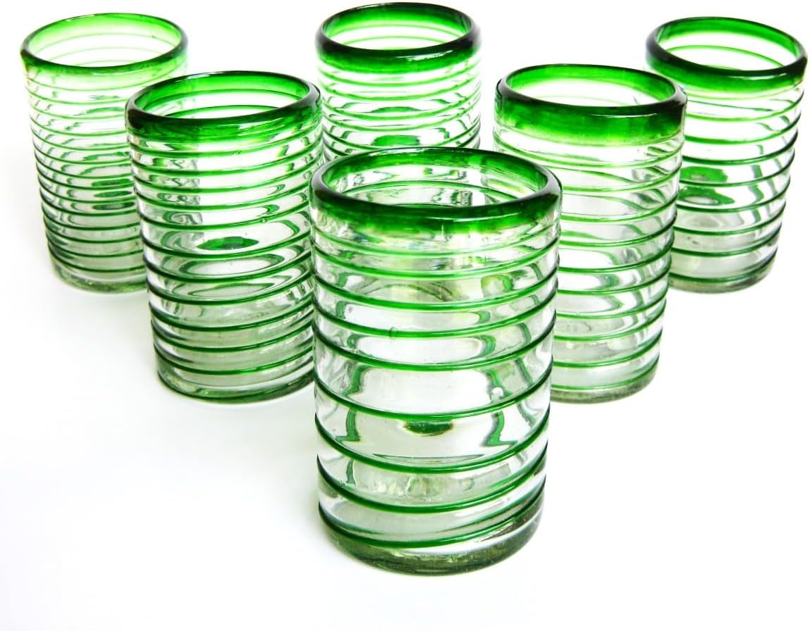 Cobalt Blue Spiral 14 oz Drinking Glasses (set of 6), Recycled Glass, Lead-free, Toxin-Free (Drinking)