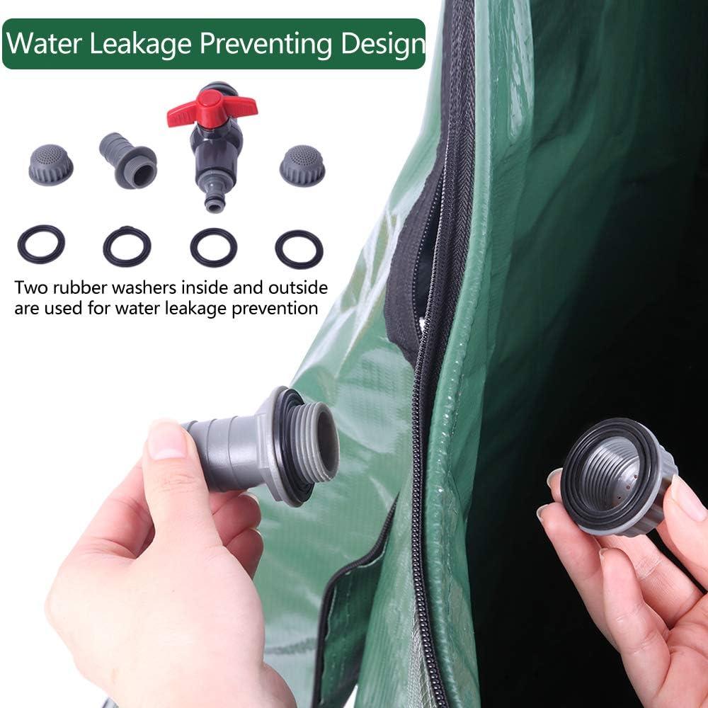 Collapsible Rain Barrel, Portable Water Storage Tank, Rainwater Collection System Downspout, Water Catcher Container (50 Gallon, Green)