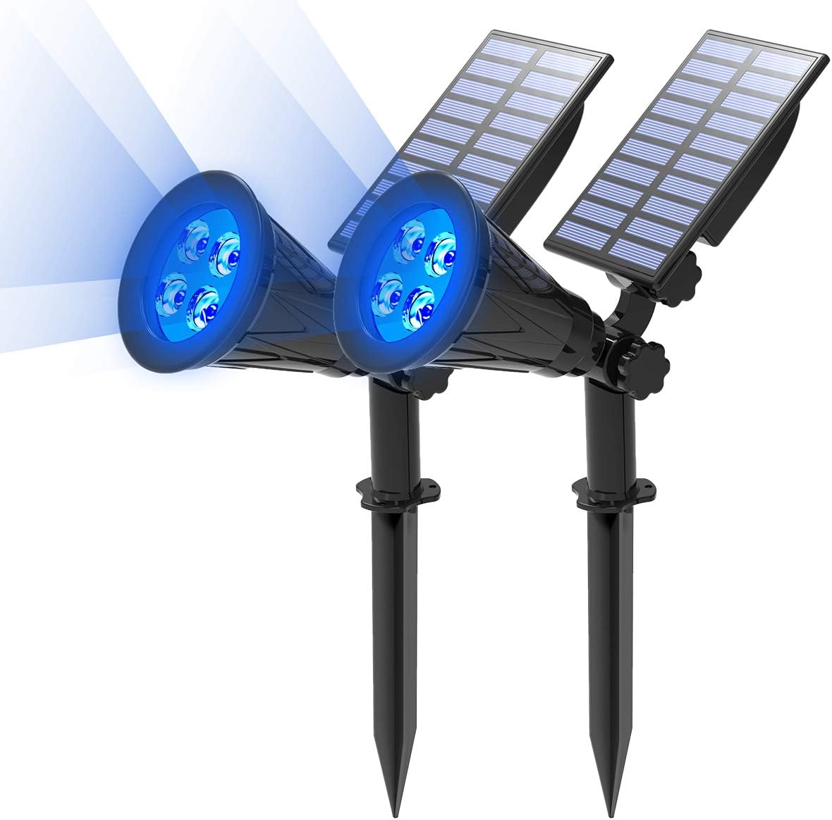 T-SUN Color Changing Solar Spot Lights Outdoor Waterproof, 7 LEDs, 2 Pack | 7 Color Changing Modes, IP65 Waterproof Dusk to Dawn Solar Uplights for Tree, Patio, Yard, Garden, Driveway, Pool Area