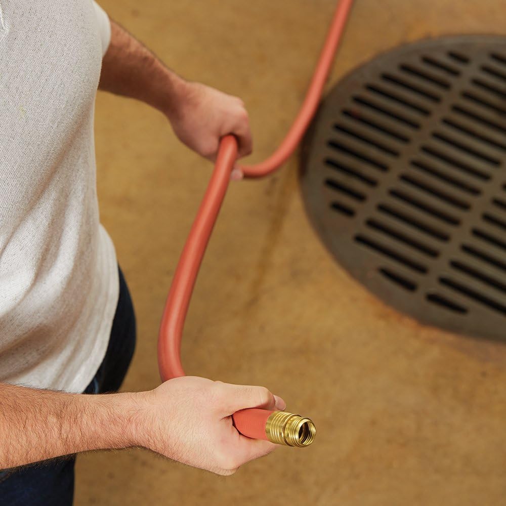 Gilmour 840251-1001 Pro Commercial Hose 3/4 inch x 25 feet, Red | 400 PSI burst strength, leak-proof brass O-ring fittings