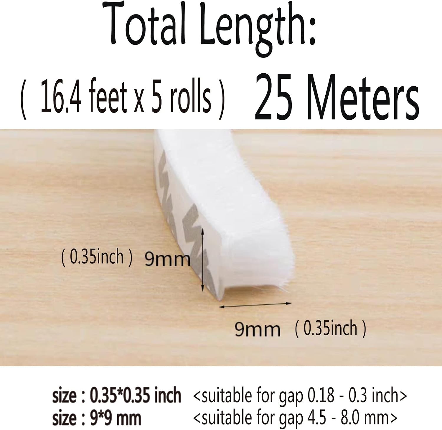 Self-Adhesive Pile Weather Stripping Seal for Sliding Windows and Door Frames, 16.5ft x 11/32 inch, Grey