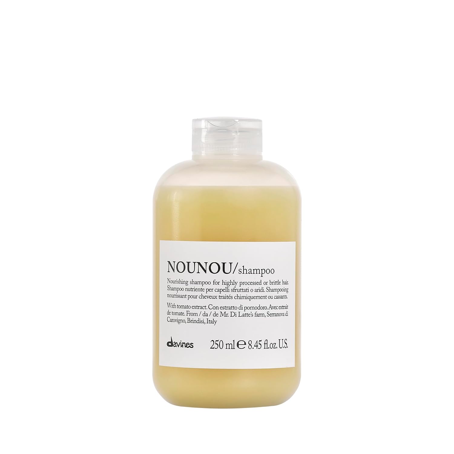 Davines NOUNOU/Shampoo, Nourishing Cleanser for Damaged, Processed or Brittle Hair - Restores Natural Softness, Shine & Body with Lupin- Hydrates Chemically Treated Hair