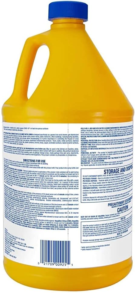 Zep Commercial 1041688 Antibacterial Disinfectant Cleaner with lemon , 1 gal Bottle