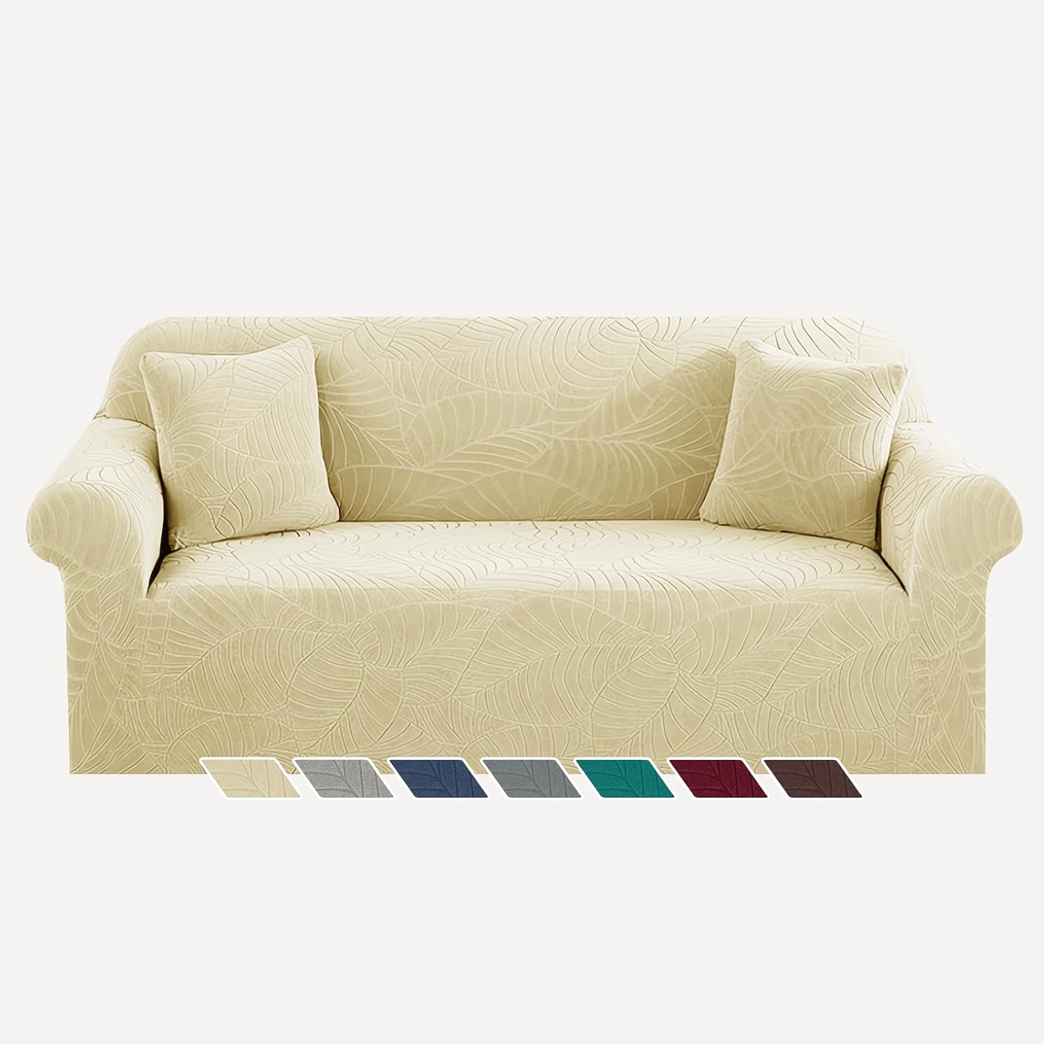 YEMYHOM Couch Cover Latest Jacquard Design High Stretch Sofa Covers for 2 Cushion Couch
