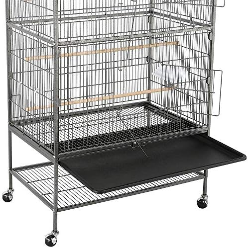 Topeakmart Wrought Iron Large Flight Parrot Bird Cage with Rolling Stand for Multiple Parakeets Conure Cockatiel Cage