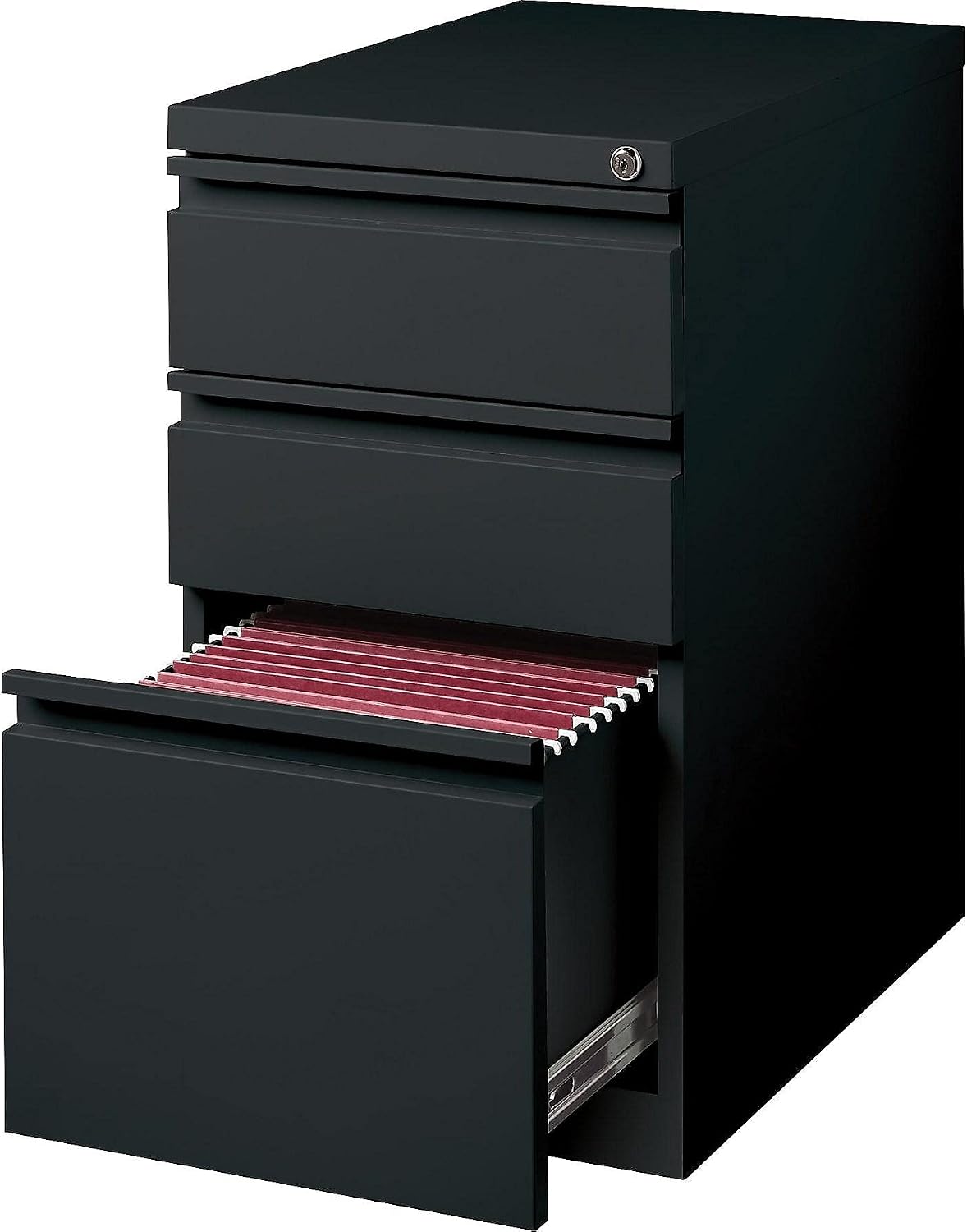 Staples 3-Drawer Vertical File Cabinet, Letter Size Documents, Lockable, 19.88" D x 15" W x 27.75" H, Black