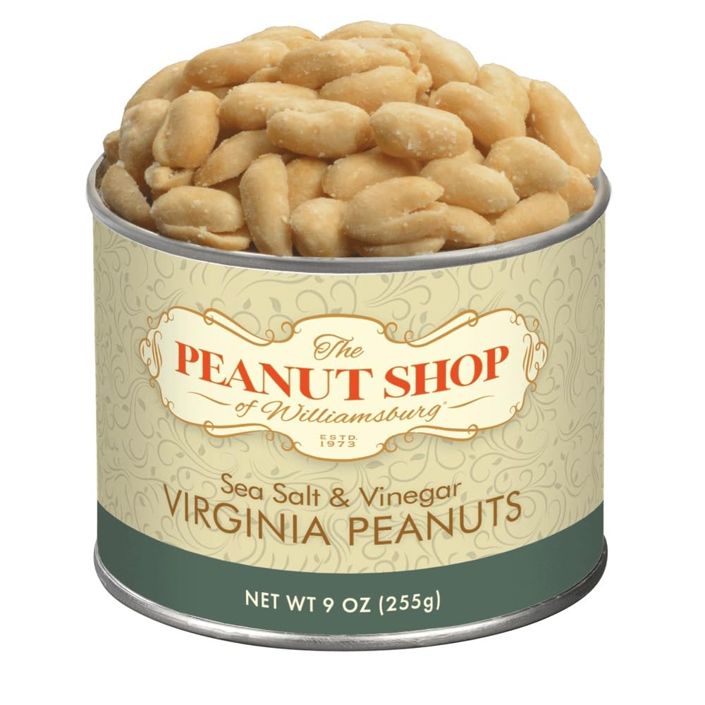 The Peanut Shop of Williamsburg Extra-Large Handcooked Lightly Salted Virginia Peanuts Williamsburg Peanuts Non-Gmo Kosher Gluten-Free No Preservatives - 32 Oz Tin
