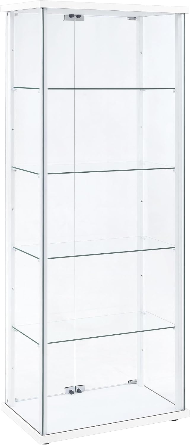Coaster Home Furnishings - Delphinium - Glass - 4-Shelf Curio Cabinet with Wood Top and Base, Two Doors, and Chrome Hardware - Living Room - 64-Inch - Black - 950170