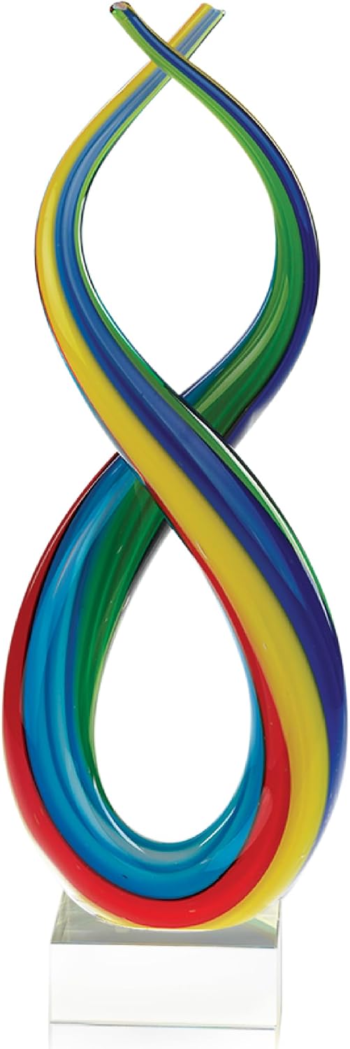 Badash Rainbow Murano-Style Art Glass Sculpture Centerpiece, 14 Inch | Murano-style art glass sculpture for tabletop decor, living rooms, offices
