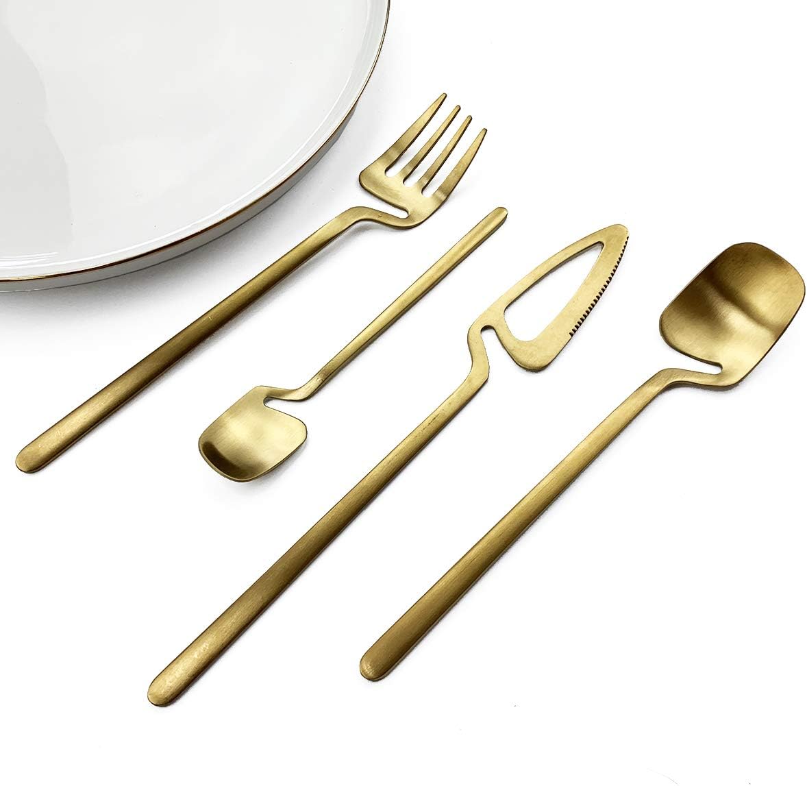 JASHII Hangable Silverware Set, Matte Rainbow Flatware Cutlery Set Service for 2
