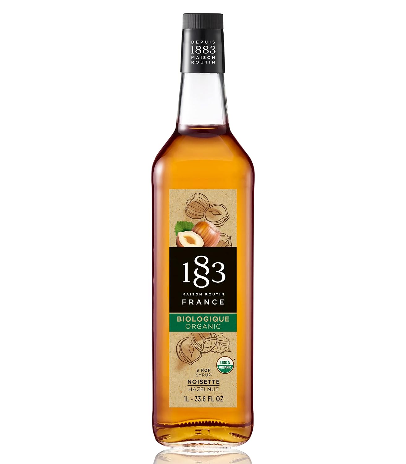 1883 Maple Syrup for Drinks, Made in France, 1 Liter Glass Bottle