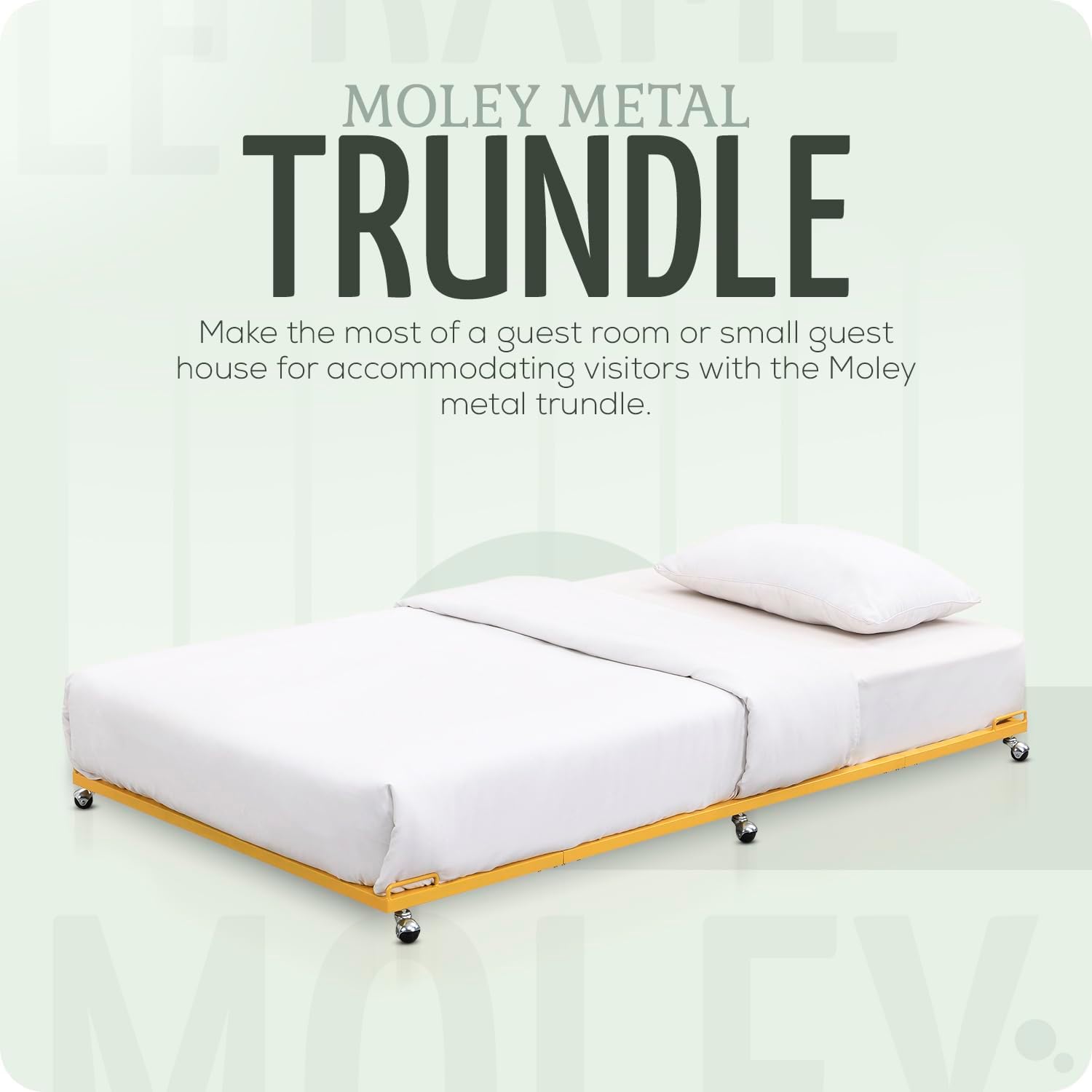 2K Furniture Designs - Twin Size Black Metal Roll Out Trundle Bed Frame for Daybed | Space-Saving Guest Bed - Slides Under Daybeds for Overnight Visitors, Dorms, and Small Spaces