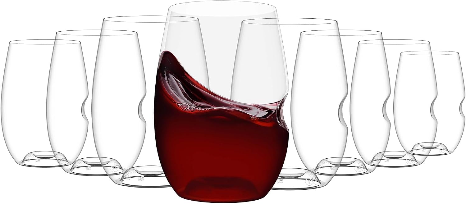 GOVINO Unbreakable Plastic Wine Glasses - Stemless Shatterproof Tritan Glassware, Fancy Cups That Look Like Glass, 16oz, Set of 4