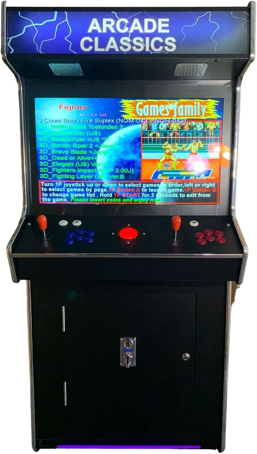 Full Size Commercial Grade Upright Standup Arcade Machine 2 Player 4500 Games 32 inch Screen Black with 2 Shooting Guns