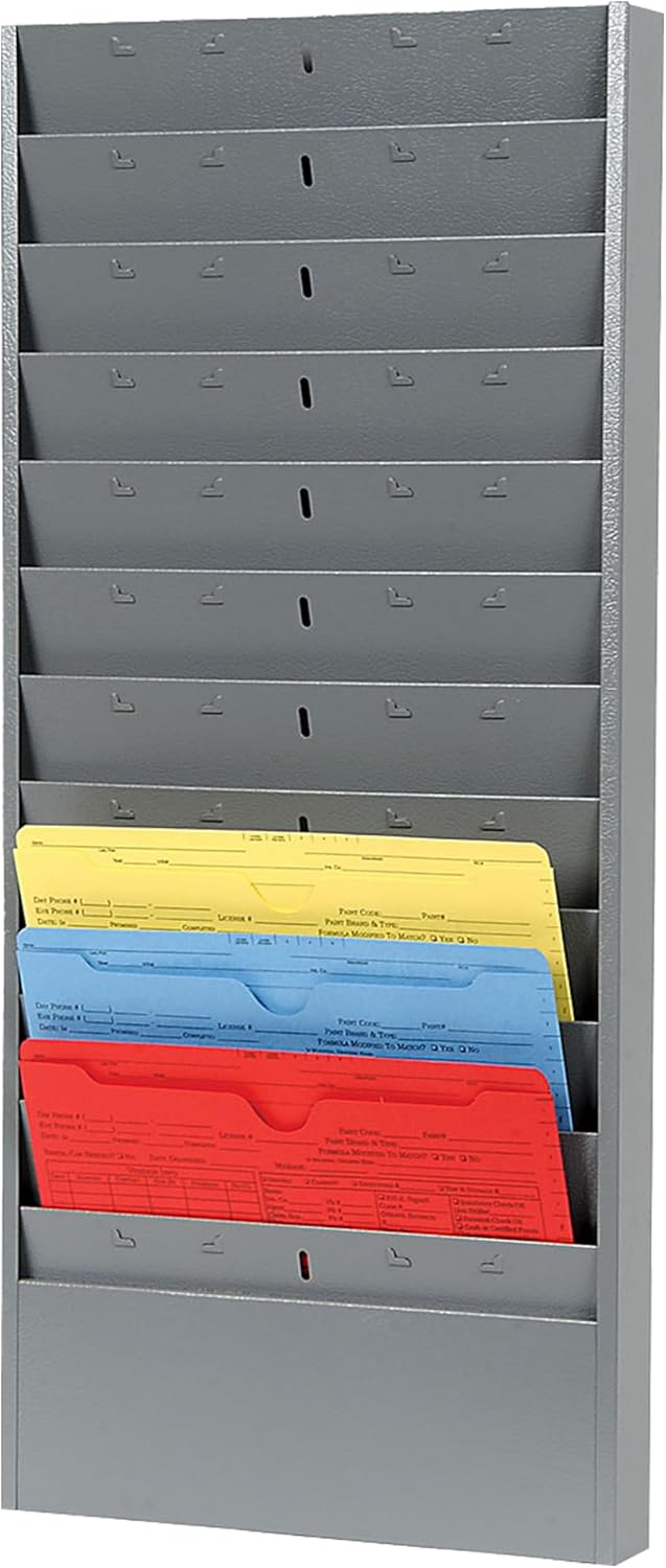 CHAMP Repair Order Rack, 18-Pocket Wall Mount Organizer, Gray