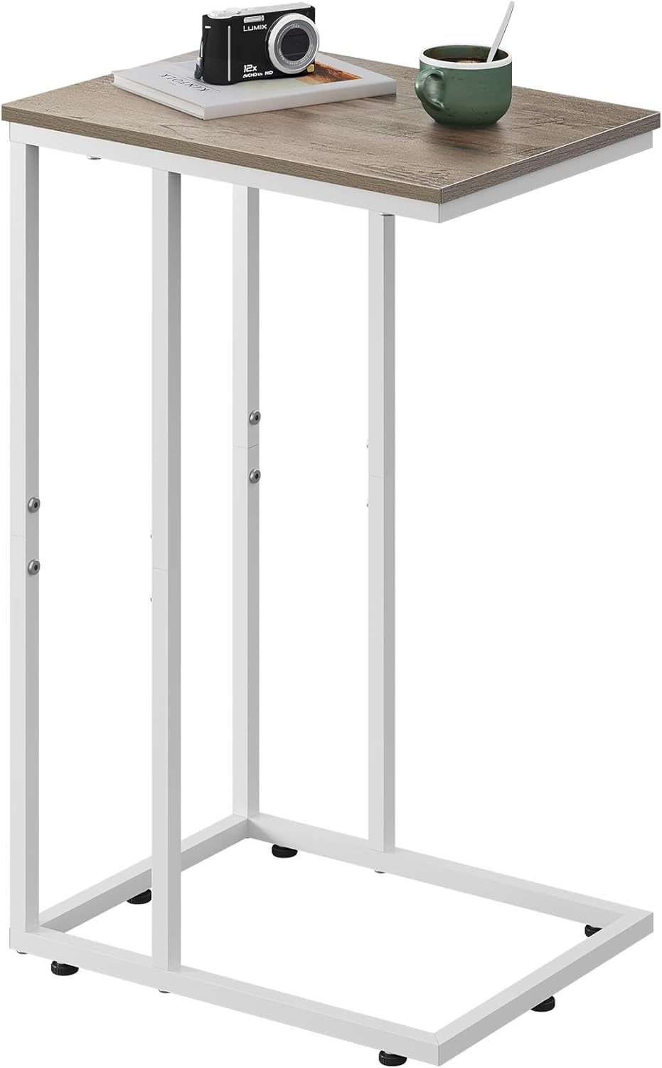 WLIVE C Shaped End Table, Small Side Tables for Sofa and Bed, Couch Table that Slides Under for Living Room, Bedroom, Home Office, Small Spaces