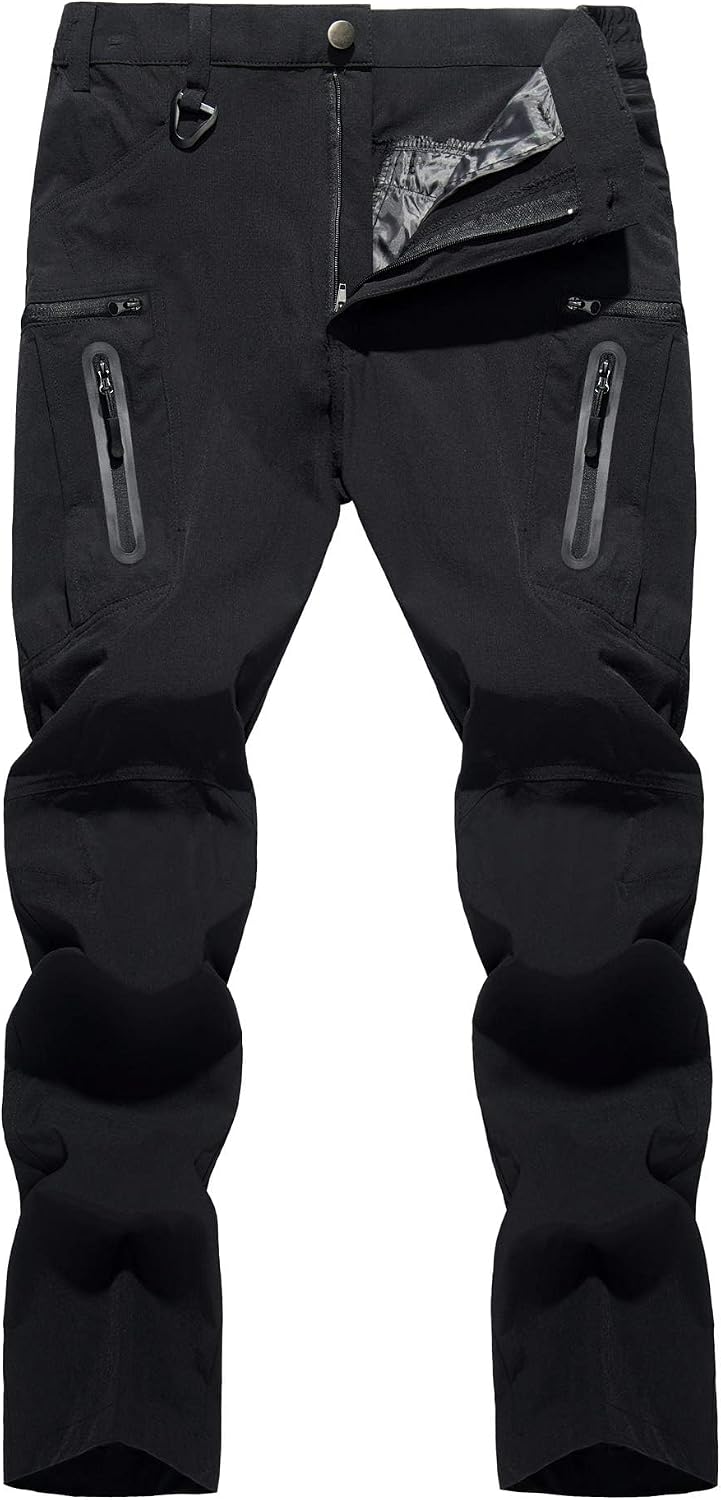 TACVASEN Men's Lightweight Hiking Tactical Pants Waterproof Quick Dry Cargo Work Rain Outdoor Pants 8 Pockets