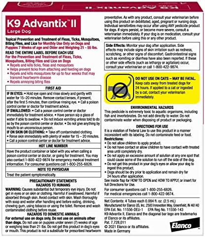 K9 Advantix II Large Dog Vet-Recommended Flea, Tick & Mosquito Treatment & Prevention | Dogs 21 - 55 lbs. | 4-Mo Supply