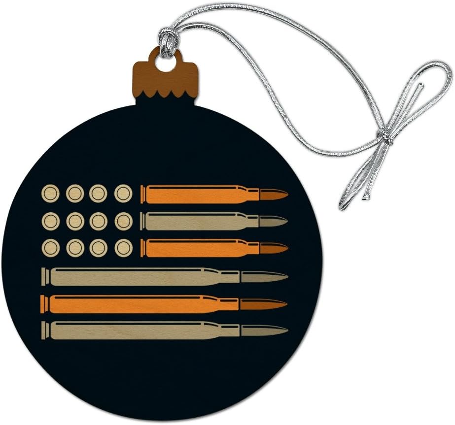 American Flag Bullets Guns USA Second 2nd Amendment Wood Christmas Tree