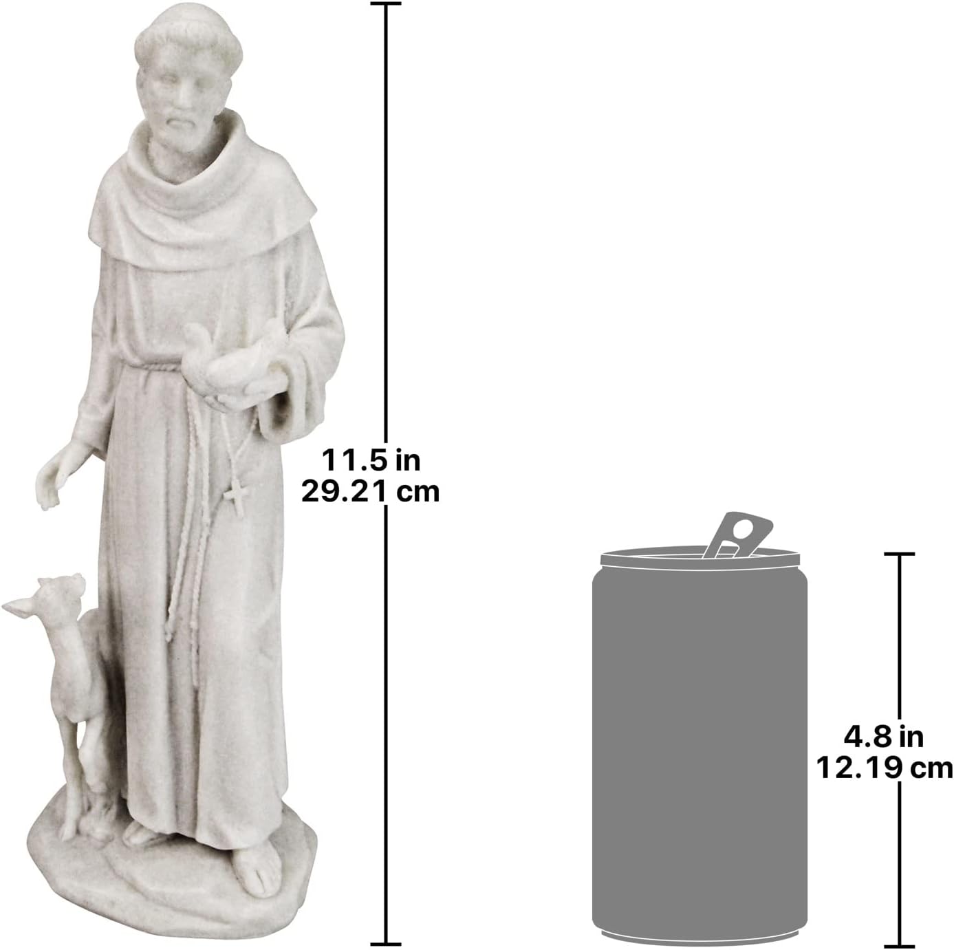 Design Toscano Francis of Assisi Blessing Religious Garden Decor Statue with Bird Bath Feeder, 19 inches Tall, Cast Stone Resin, Gray Stone Finish