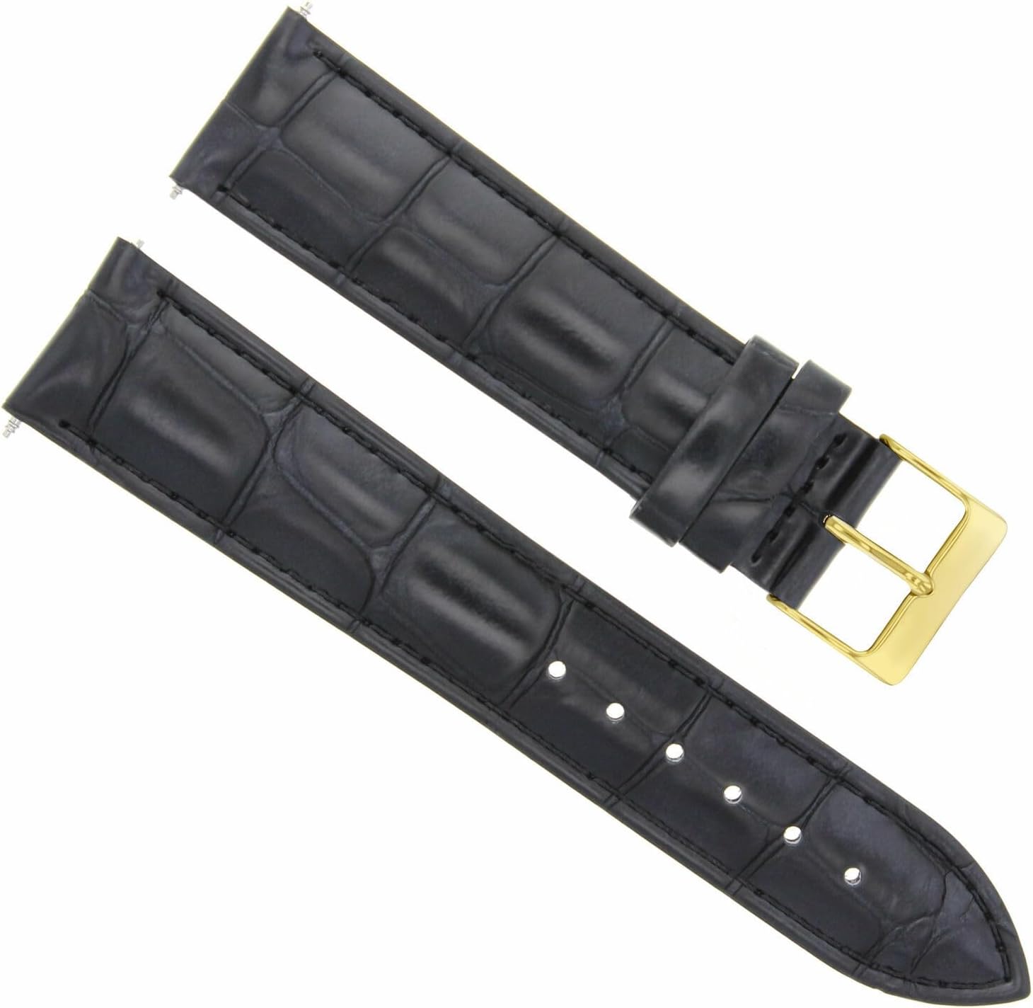 Ewatchparts 22mm Leather Watch Band Watch Strap Compatible With Invicta Pro Diver Watch Black With Gold Buckle