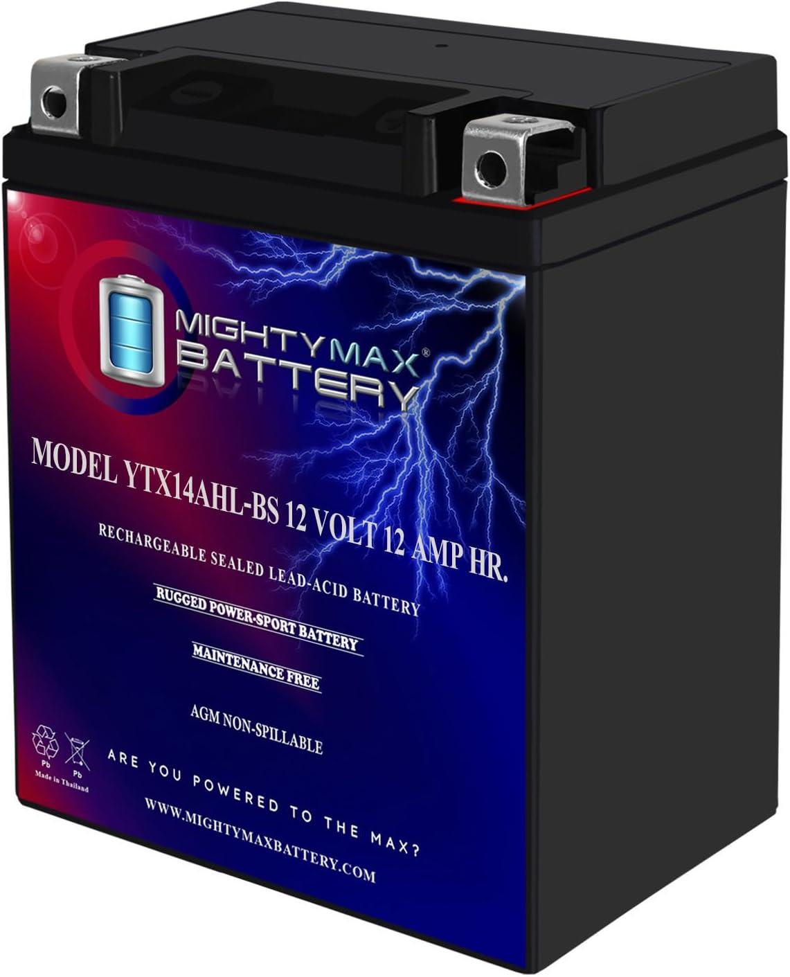 Mighty Max Battery YTX14-BS - 12 Volt 12 AH, 200 CCA, Rechargeable Maintenance Free SLA AGM Motorcycle Battery
