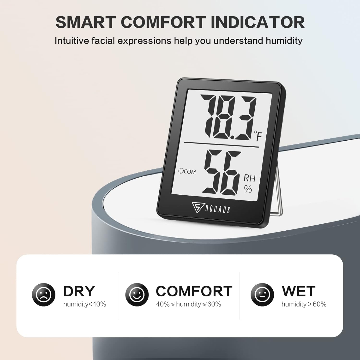 DOQAUS 3 Pack Digital Hygrometer Indoor Thermometer Humidity Monitor Black