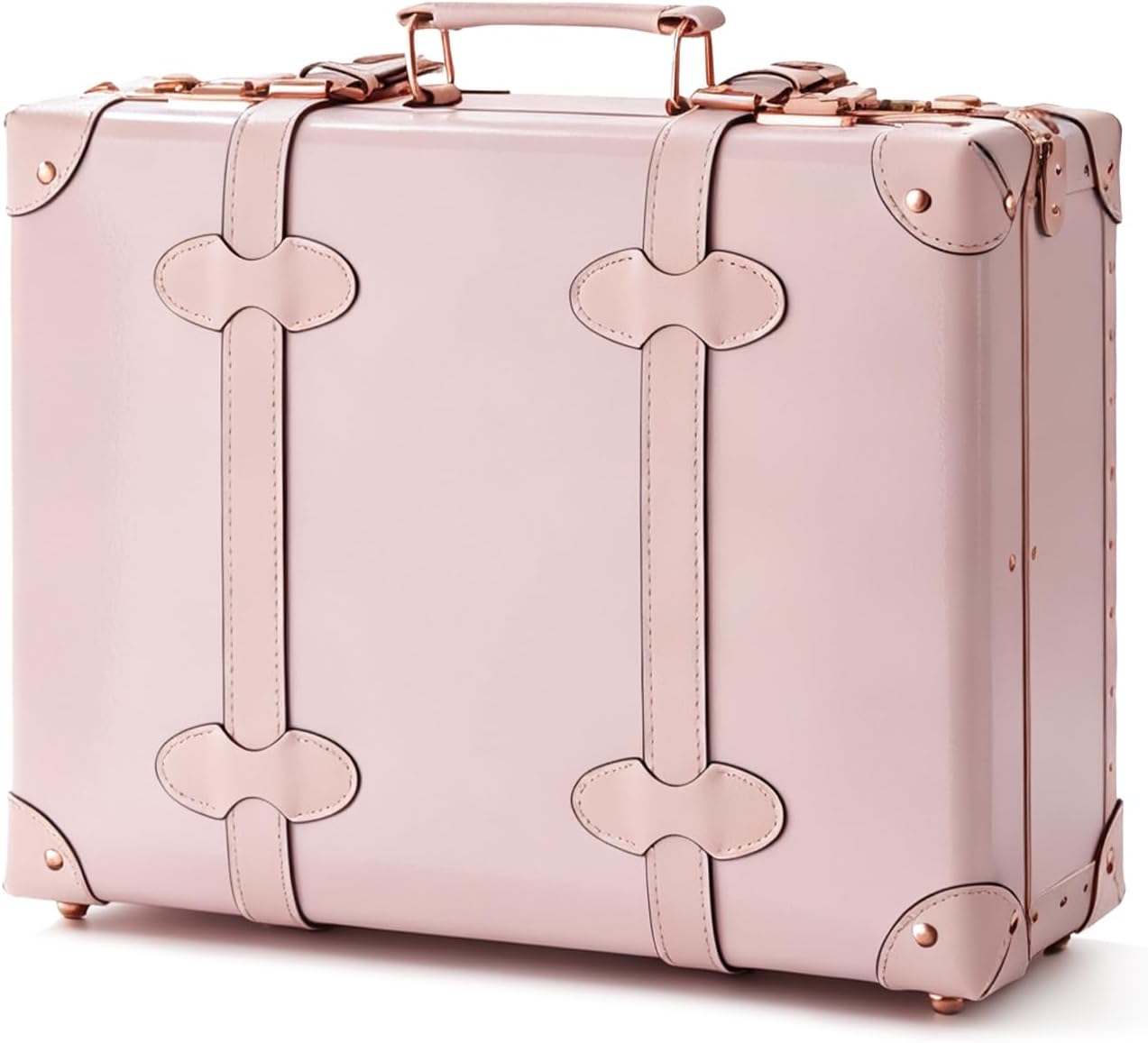 urecity Vintage and Cute Carry-on Overnight Case Non-wheeled Mini Leather Trunk Suitcase with Shoulder Strap
