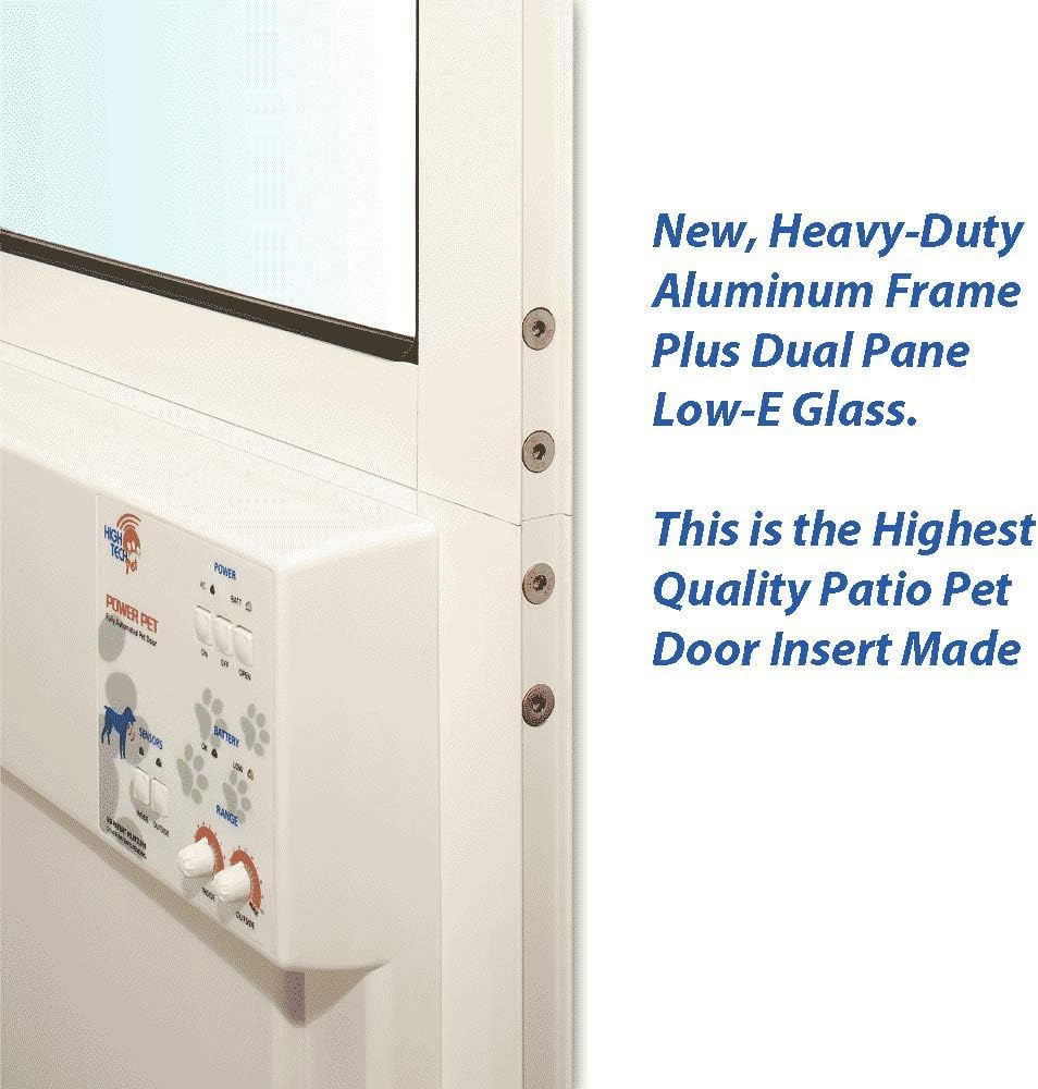 Power Pet Automatic Sliding Glass Patio Pet Door by High Tech Pet - Pet Operated Dog Door, Heavy-Duty Aluminum Frame (75" - 80 1/4"), High Security