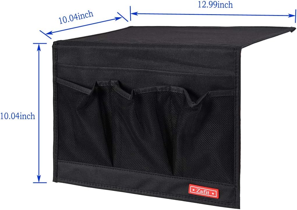 Zafit Bedside Storage Organizer, Table Cabinet Bedside Organizer Caddy for Remotes Phone Glasses (Classic 4 Pockets-Grey)