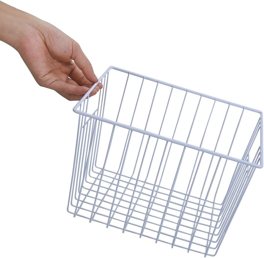 Freezer Organizer Bin, Kitchen Metal Wire Storage Basket, Pantry Cupboard Household Container Divider with Handles, Bathroom, Closet, Bedroom, Office