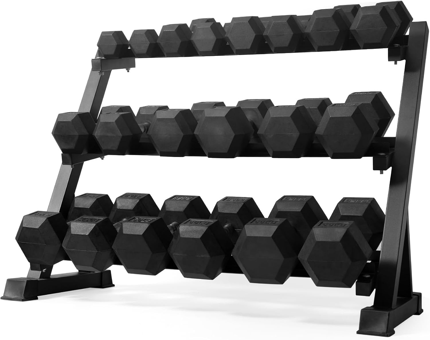 RitFit Rubber Coated Hex Dumbbell Weights Set for Home Gym | Cast Iron Core, Anti-Slip Knurled Chrome Handle, Hexagon Anti-Roll, Heavy-Duty Dumbbell Set for Strength Training